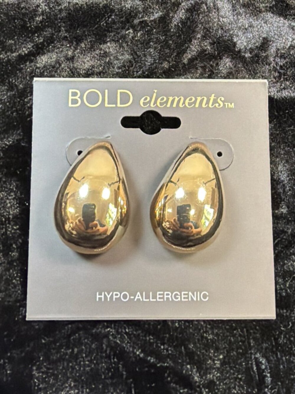 Bold Elements Gold Tone Teardrop Earrings Hypoallergenic NWT